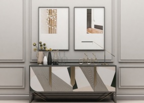 边柜台灯挂画3d模型